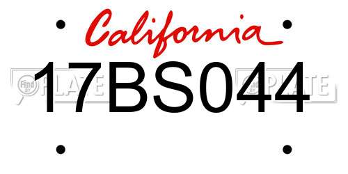 17BS044 California License Plate