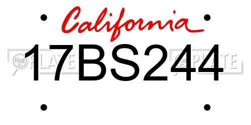 17BS244 California License Plate