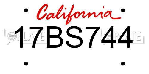 17BS744 California License Plate