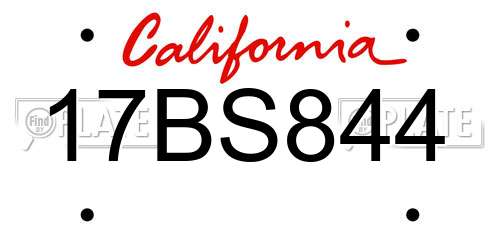 17BS844 California License Plate