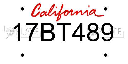 17BT489 California License Plate