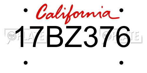 17BZ376 California License Plate