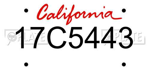 17C5443 California License Plate