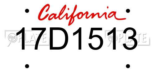 17D1513 California License Plate