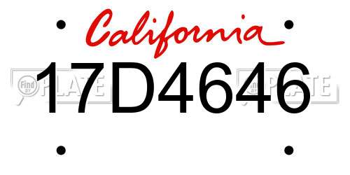 17D4646 California License Plate