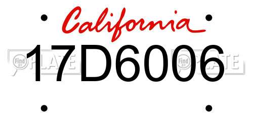 17D6006 California License Plate