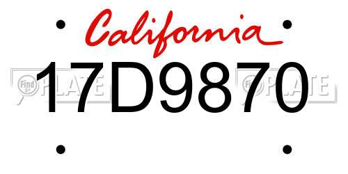 17D9870 California License Plate
