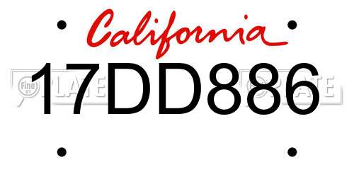17DD886 California License Plate