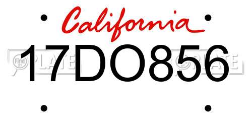 17DO856 California License Plate