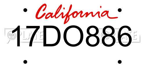 17DO886 California License Plate