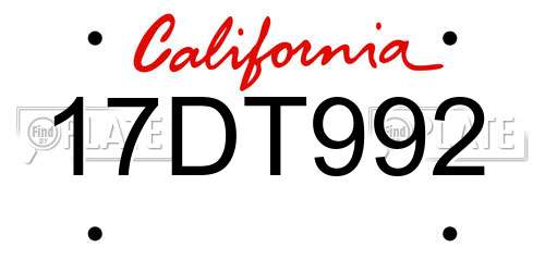 17DT992 California License Plate
