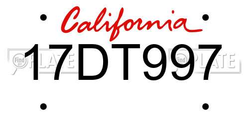 17DT997 California License Plate