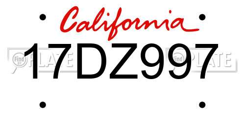 17DZ997 California License Plate