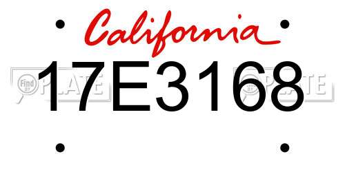 17E3168 California License Plate