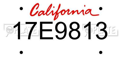 17E9813 California License Plate