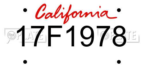 17F1978 California License Plate