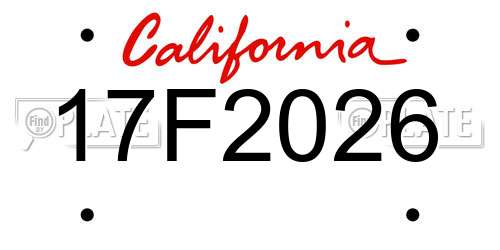 17F2026 California License Plate