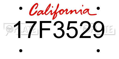 17F3529 California License Plate