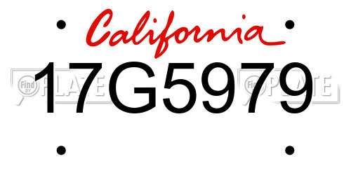 17G5979 California License Plate
