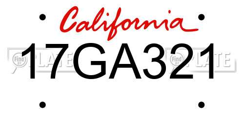17GA321 California License Plate