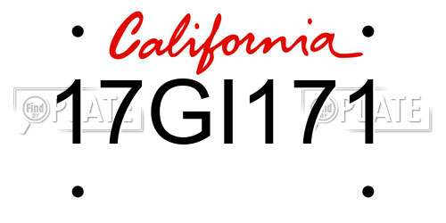17GI171 California License Plate