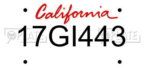17GI443 California License Plate