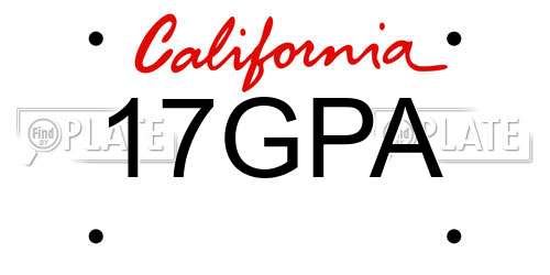 17GPA California License Plate