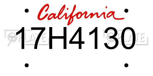 17H4130 California License Plate