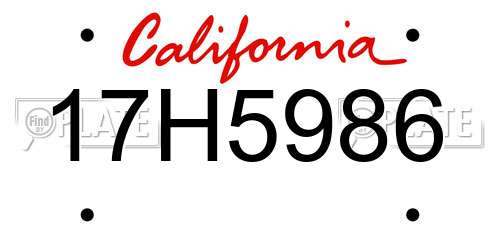 17H5986 California License Plate