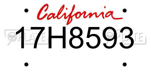 17H8593 California License Plate