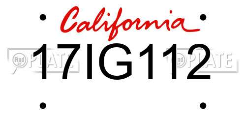 17IG112 California License Plate