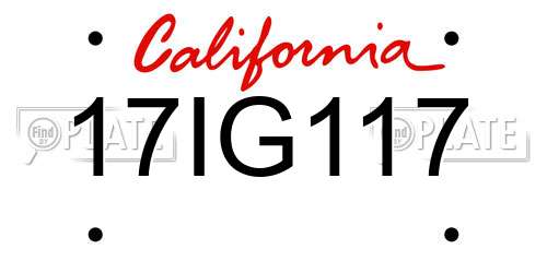 17IG117 California License Plate