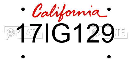 17IG129 California License Plate
