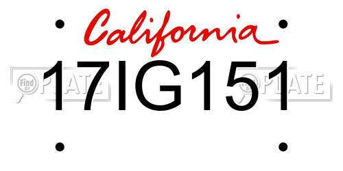 17IG151 California License Plate