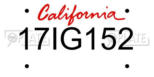 17IG152 California License Plate
