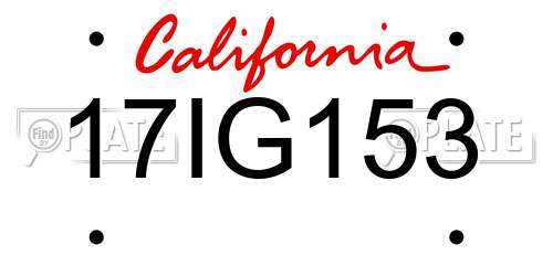 17IG153 California License Plate