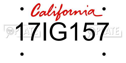 17IG157 California License Plate