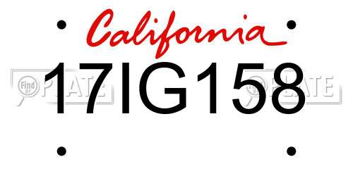 17IG158 California License Plate