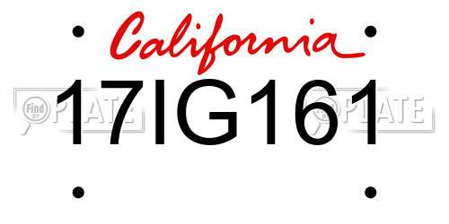 17IG161 California License Plate