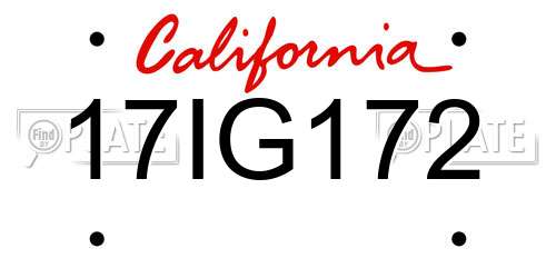 17IG172 California License Plate