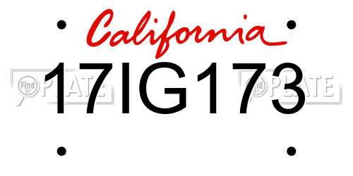 17IG173 California License Plate