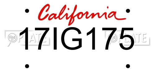 17IG175 California License Plate