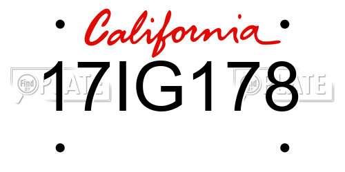 17IG178 California License Plate