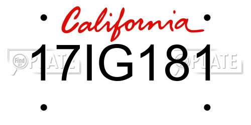 17IG181 California License Plate