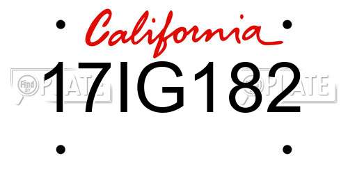17IG182 California License Plate