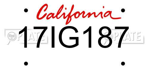 17IG187 California License Plate