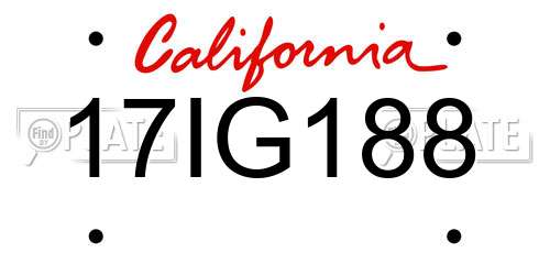 17IG188 California License Plate