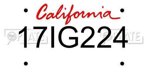 17IG224 California License Plate