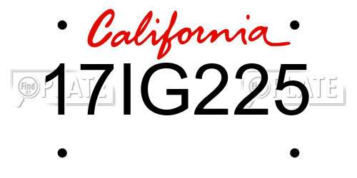 17IG225 California License Plate