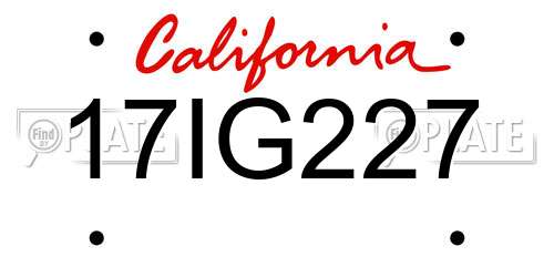 17IG227 California License Plate